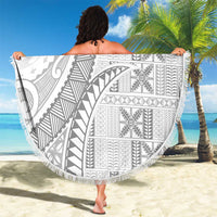Niue White Sunday Beach Blanket Niuean Lotu Tamaiti Hiapo Pattern - Polynesian Pride