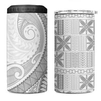 Niue White Sunday 4 in 1 Can Cooler Tumbler Niuean Lotu Tamaiti Hiapo Pattern - Polynesian Pride