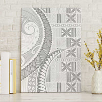 Niue White Sunday Canvas Wall Art Niuean Lotu Tamaiti Hiapo Pattern - Polynesian Pride
