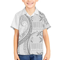 Niue White Sunday Family Matching Summer Maxi Dress and Hawaiian Shirt Niuean Lotu Tamaiti Hiapo Pattern - Polynesian Pride