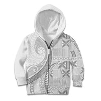 Niue White Sunday Kid Hoodie Niuean Lotu Tamaiti Hiapo Pattern - Polynesian Pride
