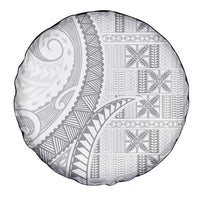 Niue White Sunday Spare Tire Cover Niuean Lotu Tamaiti Hiapo Pattern - Polynesian Pride