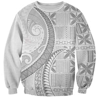 Niue White Sunday Sweatshirt Niuean Lotu Tamaiti Hiapo Pattern - Polynesian Pride