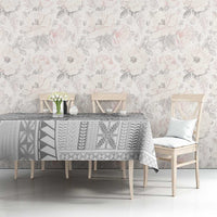 Niue White Sunday Tablecloth Niuean Lotu Tamaiti Hiapo Pattern - Polynesian Pride