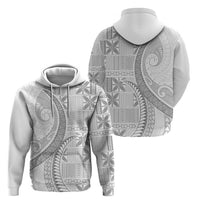 Niue White Sunday Zip Hoodie Niuean Lotu Tamaiti Hiapo Pattern - Polynesian Pride
