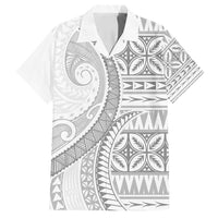 Polynesian White Sunday Family Matching Off Shoulder Maxi Dress and Hawaiian Shirt Lotu Tamaiti Melanesian Pattern - Polynesian Pride