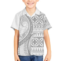 Polynesian White Sunday Family Matching Summer Maxi Dress and Hawaiian Shirt Lotu Tamaiti Melanesian Pattern - Polynesian Pride