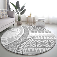 Polynesian White Sunday Round Carpet Lotu Tamaiti Melanesian Pattern - Polynesian Pride