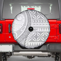 Polynesian White Sunday Spare Tire Cover Lotu Tamaiti Melanesian Pattern - Polynesian Pride