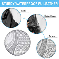 Polynesian White Sunday Spare Tire Cover Lotu Tamaiti Melanesian Pattern - Polynesian Pride