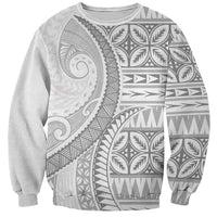 Polynesian White Sunday Sweatshirt Lotu Tamaiti Melanesian Pattern - Polynesian Pride