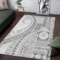 Samoa Siapo White Sunday Area Rug Lotu Tamaiti Polynesian White Pattern - Polynesian Pride