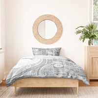 Samoa Siapo White Sunday Bedding Set Lotu Tamaiti Polynesian White Pattern - Polynesian Pride