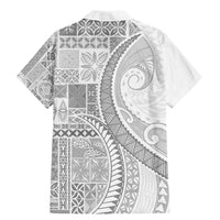 Samoa Siapo White Sunday Family Matching Mermaid Dress and Hawaiian Shirt Lotu Tamaiti Polynesian White Pattern - Polynesian Pride
