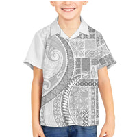 Samoa Siapo White Sunday Family Matching Mermaid Dress and Hawaiian Shirt Lotu Tamaiti Polynesian White Pattern - Polynesian Pride