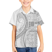 Samoa Siapo White Sunday Family Matching Summer Maxi Dress and Hawaiian Shirt Lotu Tamaiti Polynesian White Pattern - Polynesian Pride