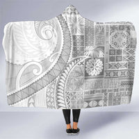 Samoa Siapo White Sunday Hooded Blanket Lotu Tamaiti Polynesian White Pattern - Polynesian Pride