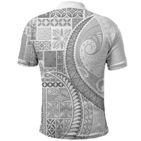 Samoa Siapo White Sunday Polo Shirt Lotu Tamaiti Polynesian White Pattern - Polynesian Pride