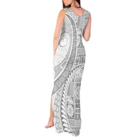 Samoa Siapo White Sunday Tank Maxi Dress Lotu Tamaiti Polynesian White Pattern - Polynesian Pride
