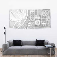Samoa Siapo White Sunday Tapestry Lotu Tamaiti Polynesian White Pattern - Polynesian Pride