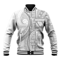 Tonga White Sunday Baseball Jacket Lotu Tamaiti Ngatu Tribal - Polynesian Pride