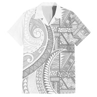Tonga White Sunday Family Matching Off Shoulder Short Dress and Hawaiian Shirt Lotu Tamaiti Ngatu Tribal - Polynesian Pride