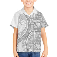 Tonga White Sunday Family Matching Tank Maxi Dress and Hawaiian Shirt Lotu Tamaiti Ngatu Tribal - Polynesian Pride