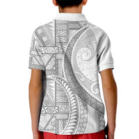 Tonga White Sunday Kid Polo Shirt Lotu Tamaiti Ngatu Tribal - Polynesian Pride