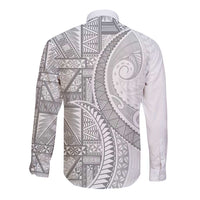 Tonga White Sunday Long Sleeve Button Shirt Lotu Tamaiti Ngatu Tribal - Polynesian Pride