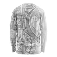 Tonga White Sunday Long Sleeve Shirt Lotu Tamaiti Ngatu Tribal - Polynesian Pride
