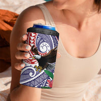 American Samoa Bald Eagle Personalized 4 in 1 Can Cooler Tumbler Polynesian Teuila Flowers - Polynesian Pride