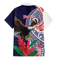 American Samoa Bald Eagle Personalized Family Matching Mermaid Dress and Hawaiian Shirt Polynesian Teuila Flowers - Polynesian Pride