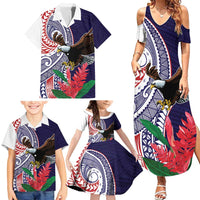 American Samoa Bald Eagle Personalized Family Matching Summer Maxi Dress and Hawaiian Shirt Polynesian Teuila Flowers - Polynesian Pride