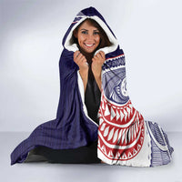 American Samoa Bald Eagle Personalized Hooded Blanket Polynesian Teuila Flowers - Polynesian Pride