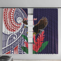 American Samoa Bald Eagle Personalized Window Curtain Polynesian Teuila Flowers - Polynesian Pride