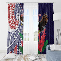 American Samoa Bald Eagle Personalized Window Curtain Polynesian Teuila Flowers - Polynesian Pride