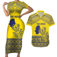 Niue Crab Personalised Couples Matching Short Sleeve Bodycon Dress and Hawaiian Shirt Niuean Hiapo Pattern - Polynesian Pride