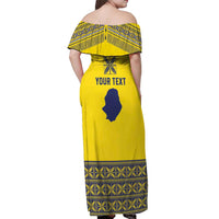 Niue Crab Personalised Off Shoulder Maxi Dress Niuean Hiapo Pattern - Polynesian Pride