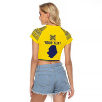 Niue Crab Personalised Raglan Cropped T Shirt Niuean Hiapo Pattern - Polynesian Pride