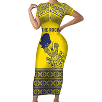 Niue Crab Personalised Short Sleeve Bodycon Dress Niuean Hiapo Pattern - Polynesian Pride