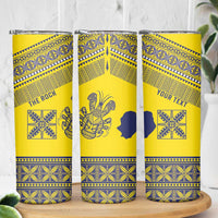 Niue Crab Personalised Skinny Tumbler Niuean Hiapo Pattern - Polynesian Pride