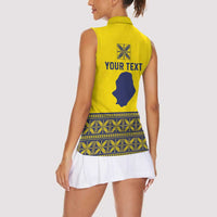 Niue Crab Personalised Women Sleeveless Polo Shirt Niuean Hiapo Pattern - Polynesian Pride