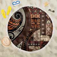 Vintage Samoa Siapo Mamanu Beach Blanket Brown Samoan Tapa Motif - Polynesian Pride