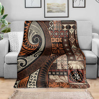 Vintage Samoa Siapo Mamanu Blanket Brown Samoan Tapa Motif - Polynesian Pride