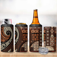 Vintage Samoa Siapo Mamanu 4 in 1 Can Cooler Tumbler Brown Samoan Tapa Motif - Polynesian Pride