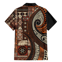 Vintage Samoa Siapo Mamanu Family Matching Mermaid Dress and Hawaiian Shirt Brown Samoan Tapa Motif - Polynesian Pride