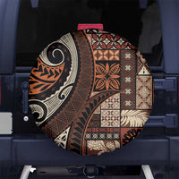 Vintage Samoa Siapo Mamanu Spare Tire Cover Brown Samoan Tapa Motif LT9 No hole Brown - Polynesian Pride