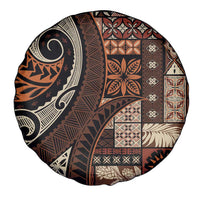 Vintage Samoa Siapo Mamanu Spare Tire Cover Brown Samoan Tapa Motif LT9 - Polynesian Pride