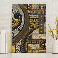Vintage Samoa Siapo Mamanu Canvas Wall Art Gold Samoan Tapa Motif - Polynesian Pride