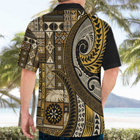 Vintage Samoa Siapo Mamanu Hawaiian Shirt Gold Samoan Tapa Motif - Polynesian Pride